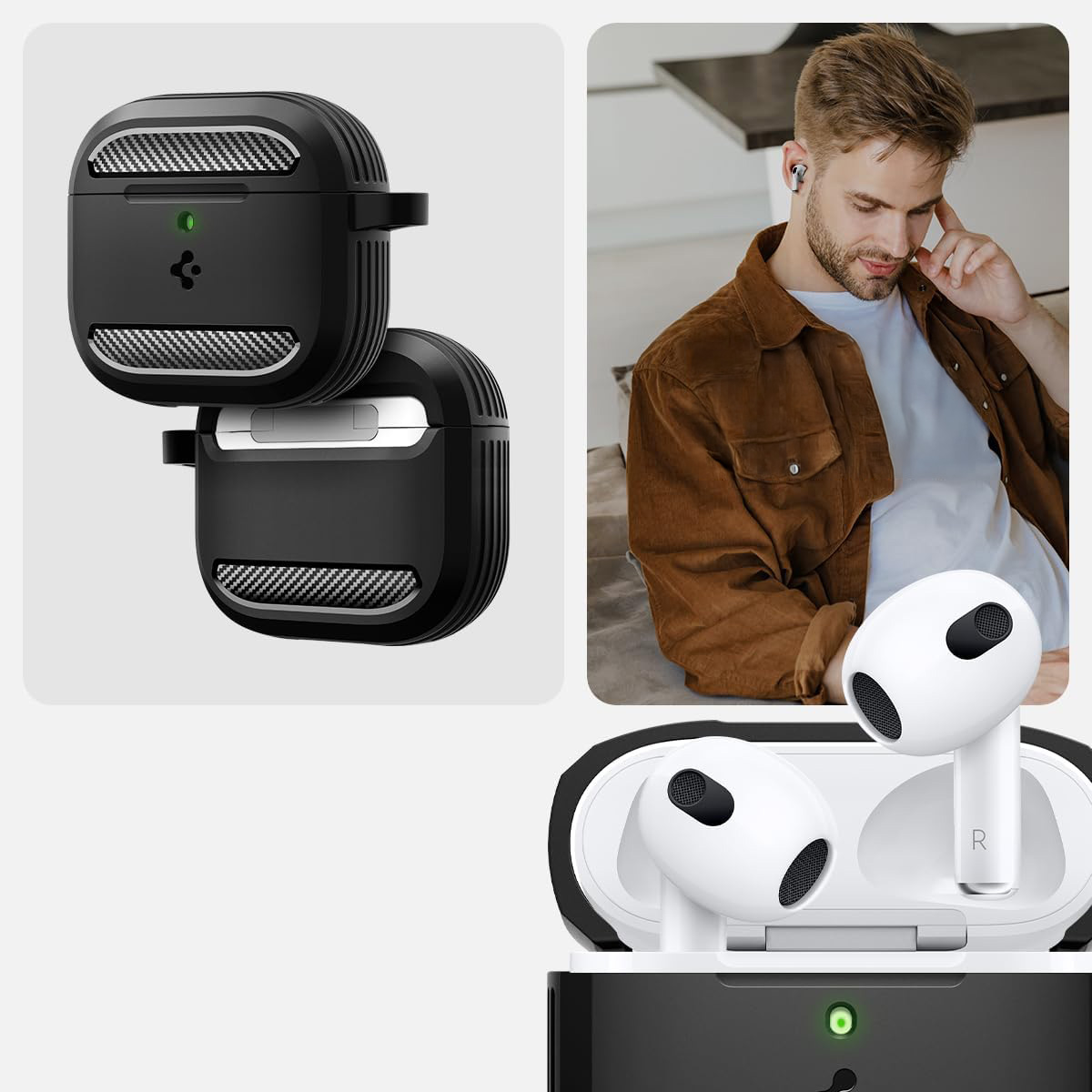 Etui Spigen Rugged Armor do Apple AirPods 4, czarne